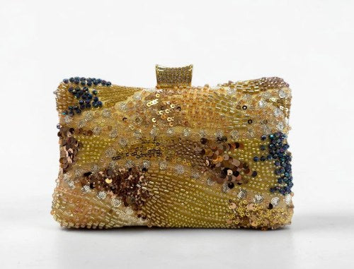 Zlatna clutch torba s ukrasima – prikaz 1