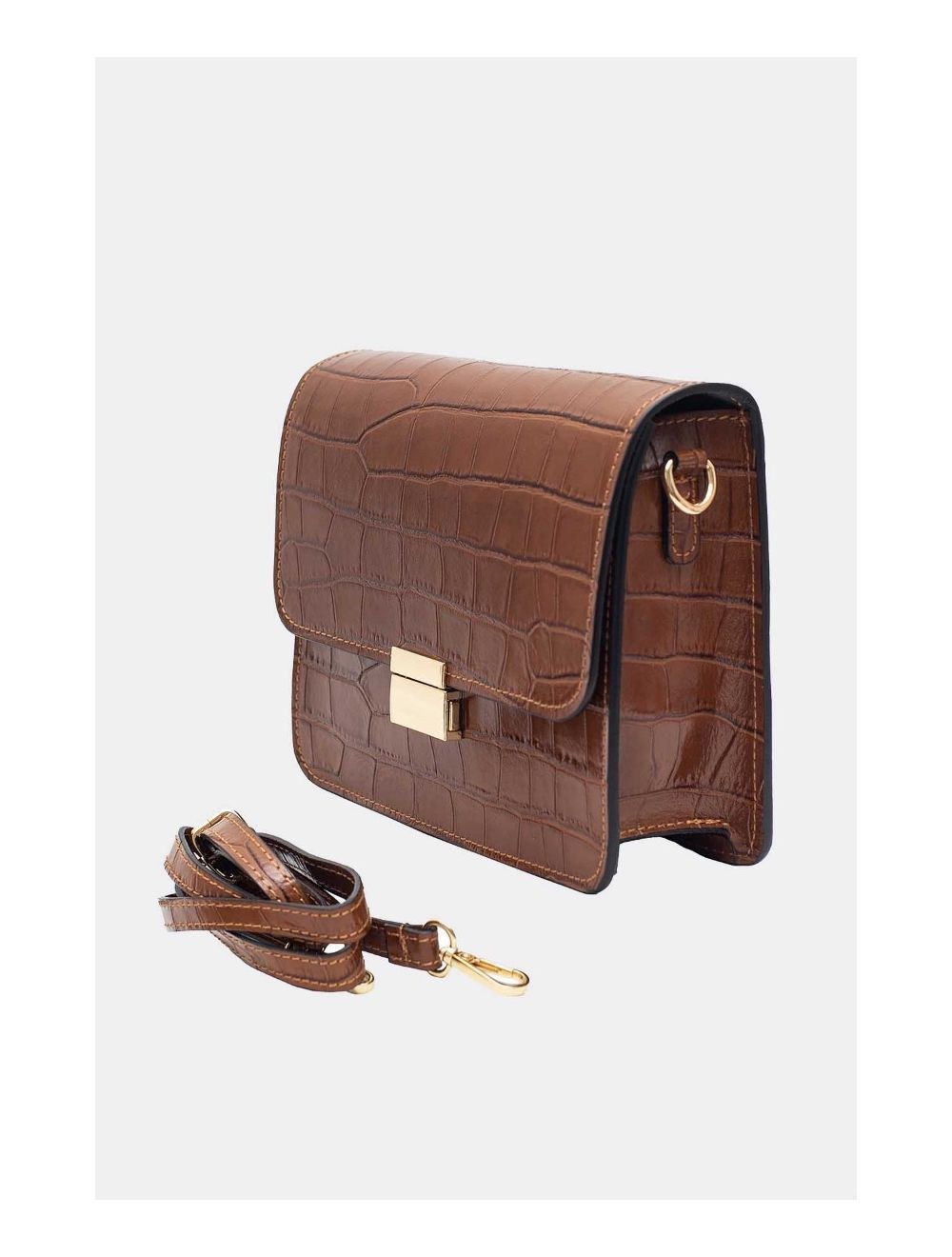 Kožna torba Milena Croco camel – prikaz 2