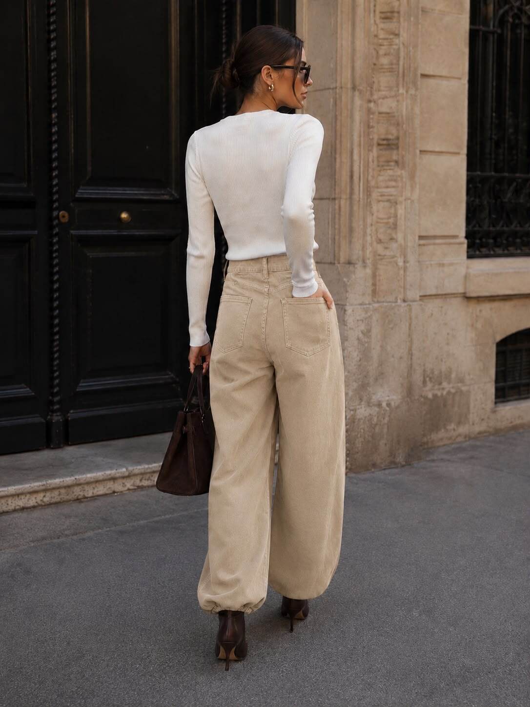 Taupe barrel hlače – Taupe, prikaz 2