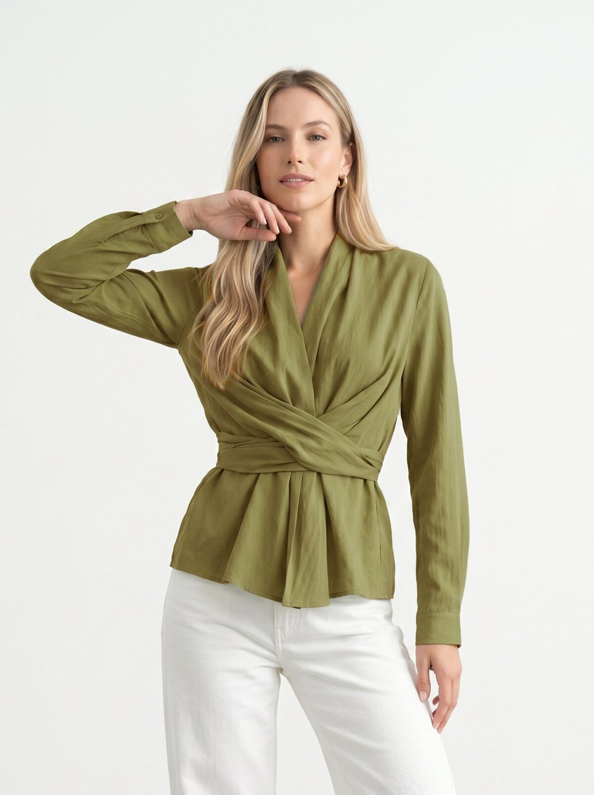 Bluza s naglašenim strukom – Kaki, prikaz 3