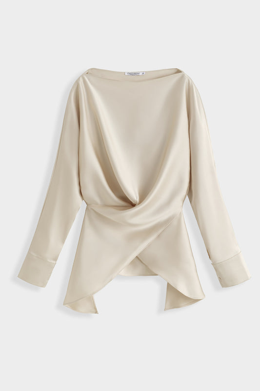Bluza s vezanjem u struku – Bež, prikaz 1