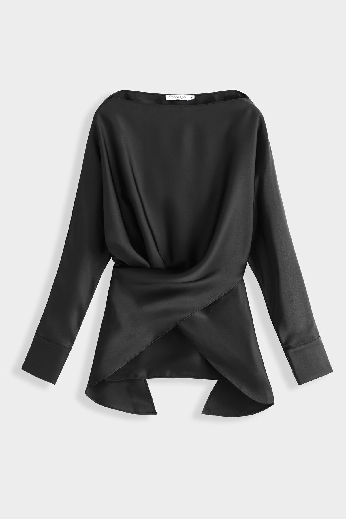 Bluza s vezanjem u struku – Crna, prikaz 3
