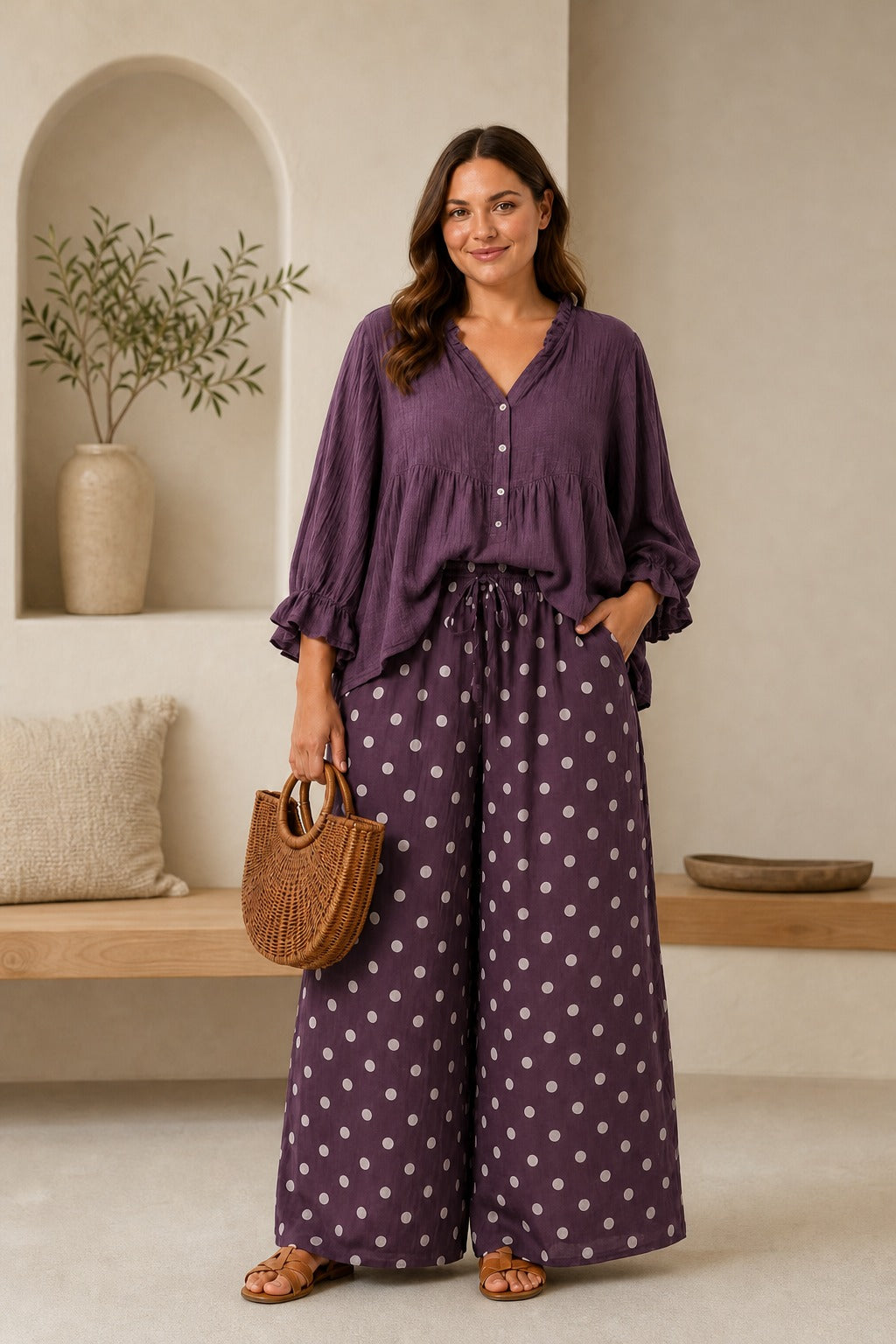 Boho hlače s polka uzorkom – boho hlače polka