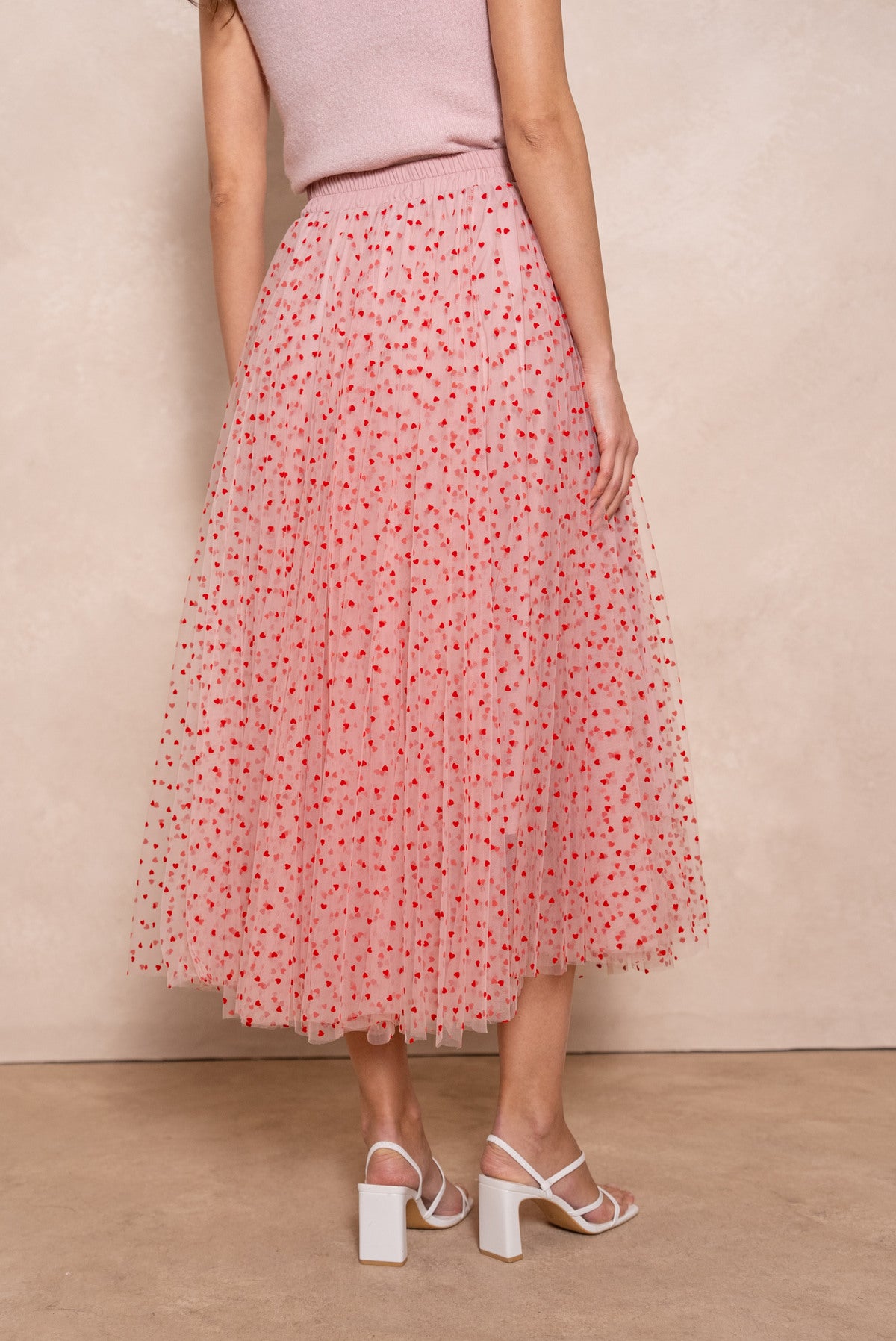 TULLE SKIRT WITH HEART PATTERN