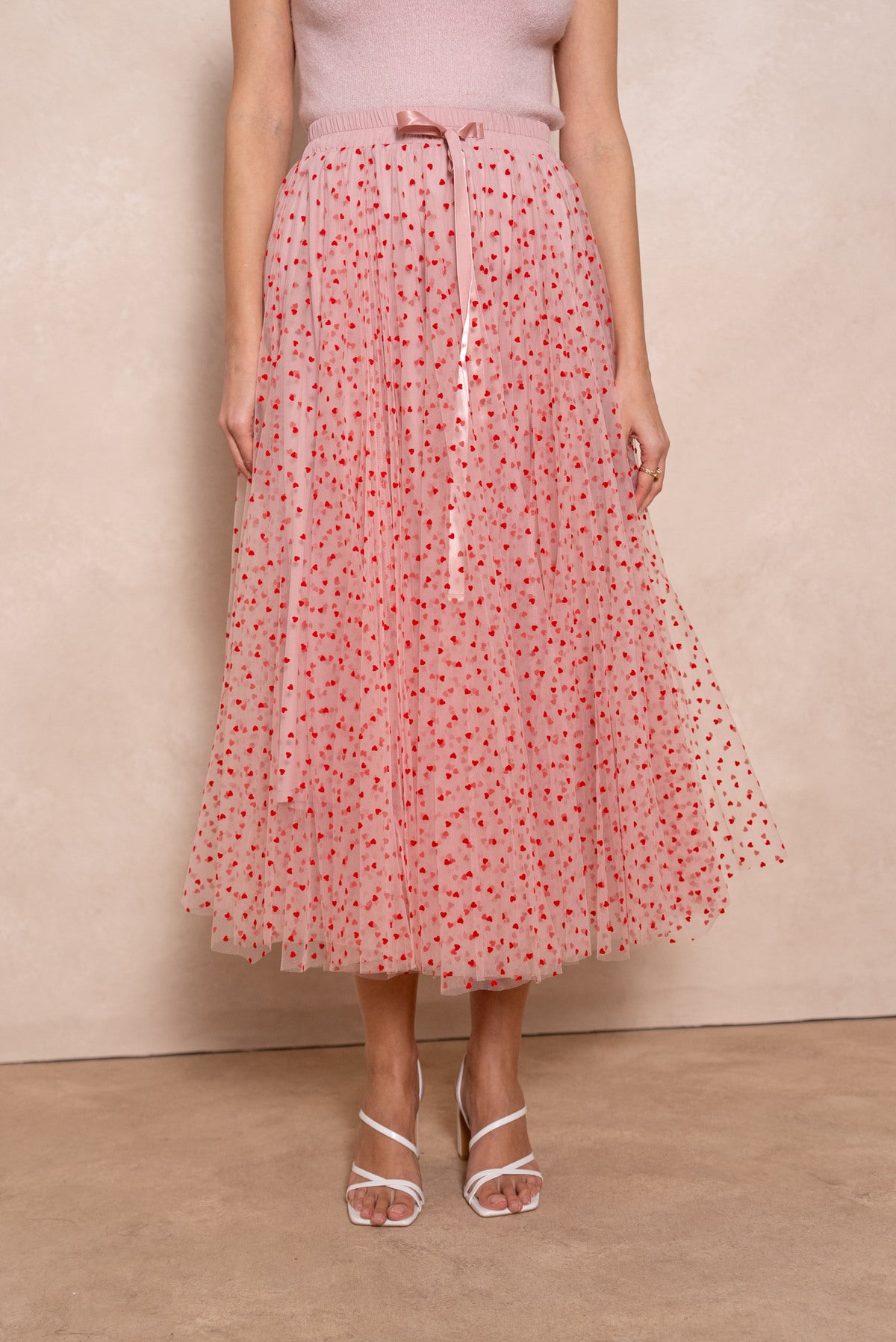 TULLE SKIRT WITH HEART PATTERN