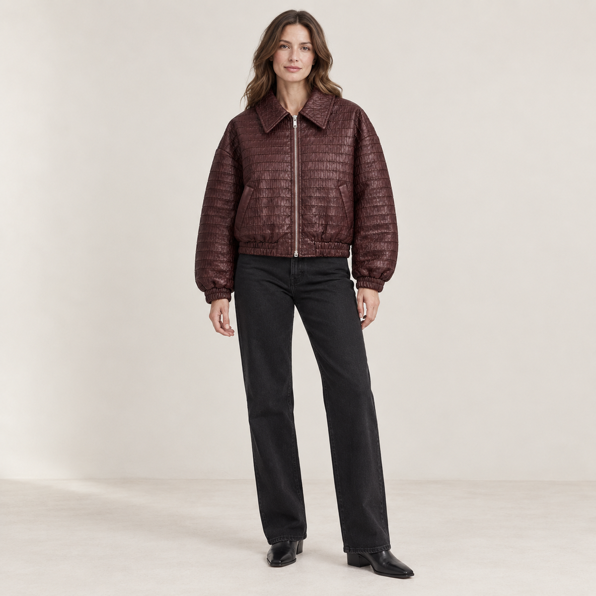 Bordo jakna s krokodil efektom – QW1306