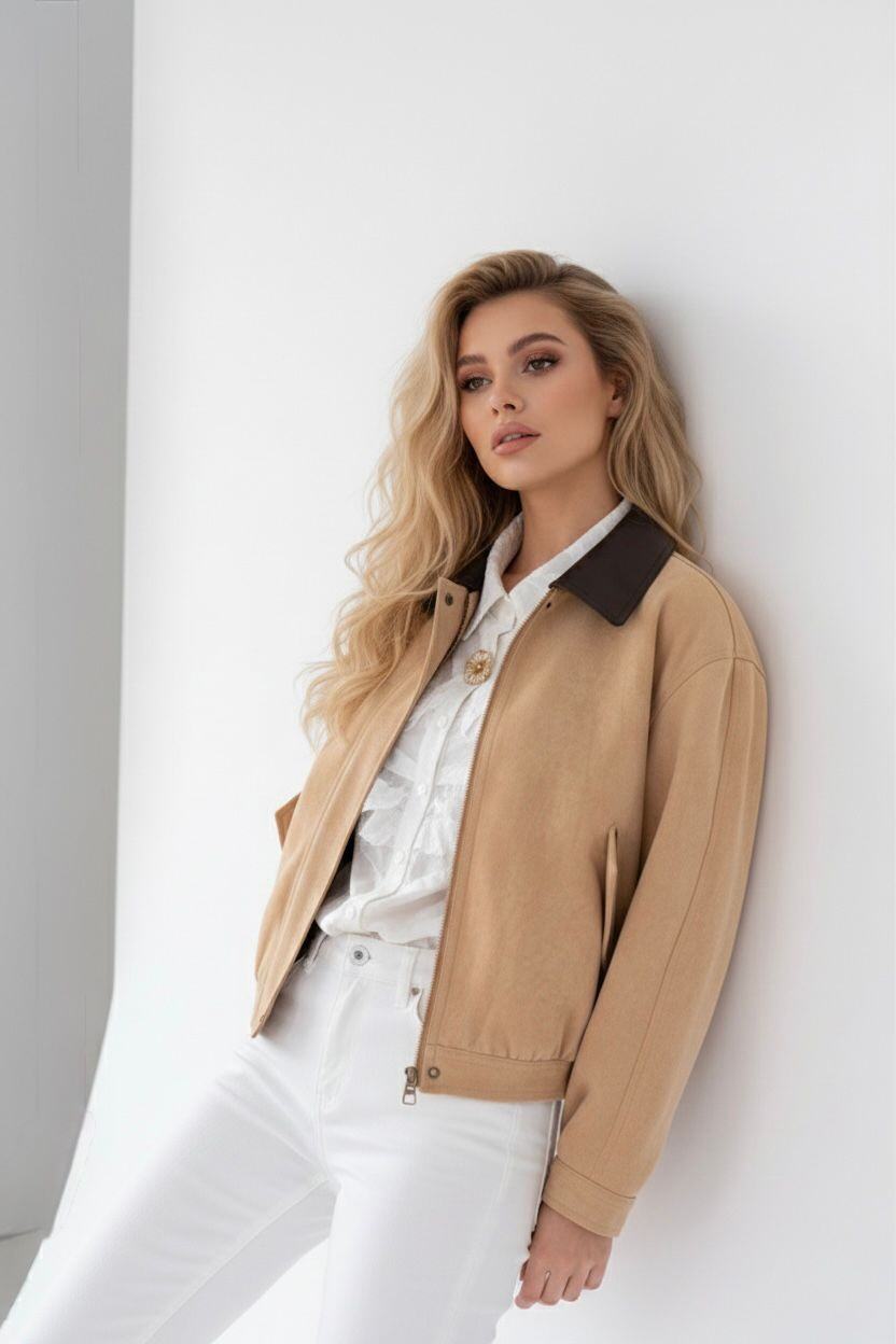 SHORT JACKET/CAMEL COLOR