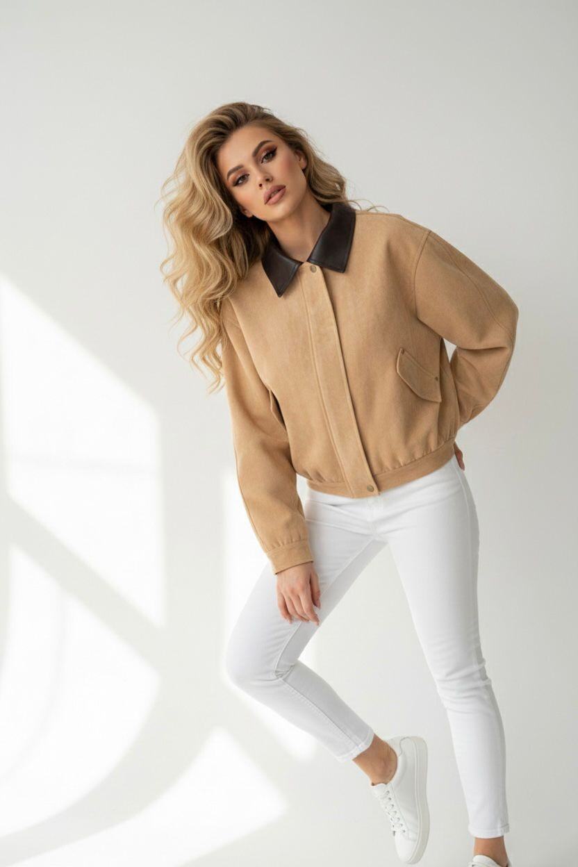 SHORT JACKET/CAMEL COLOR