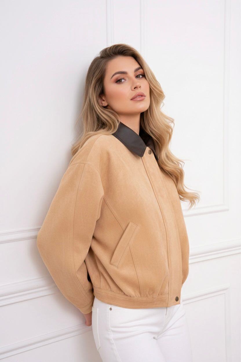 SHORT JACKET/CAMEL COLOR
